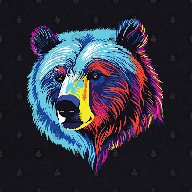 Neon grizzly bear head by AnnArtshock